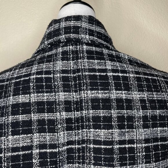 H&M Women's Black Check Thick Tweed Jacquard Shirt Jacket Accent Buttons Size XS - Picture 5 of 13